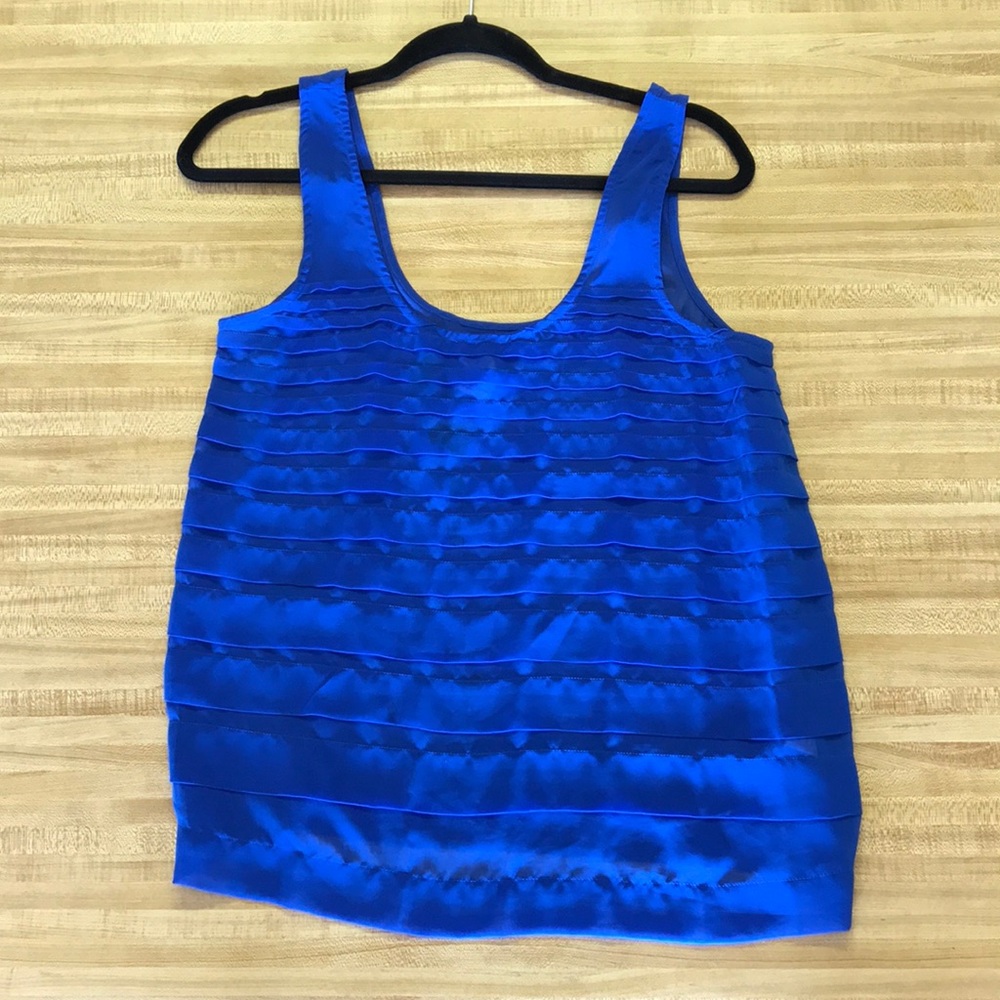 Royal Blue Sheer Ruffle Tank. Medium.